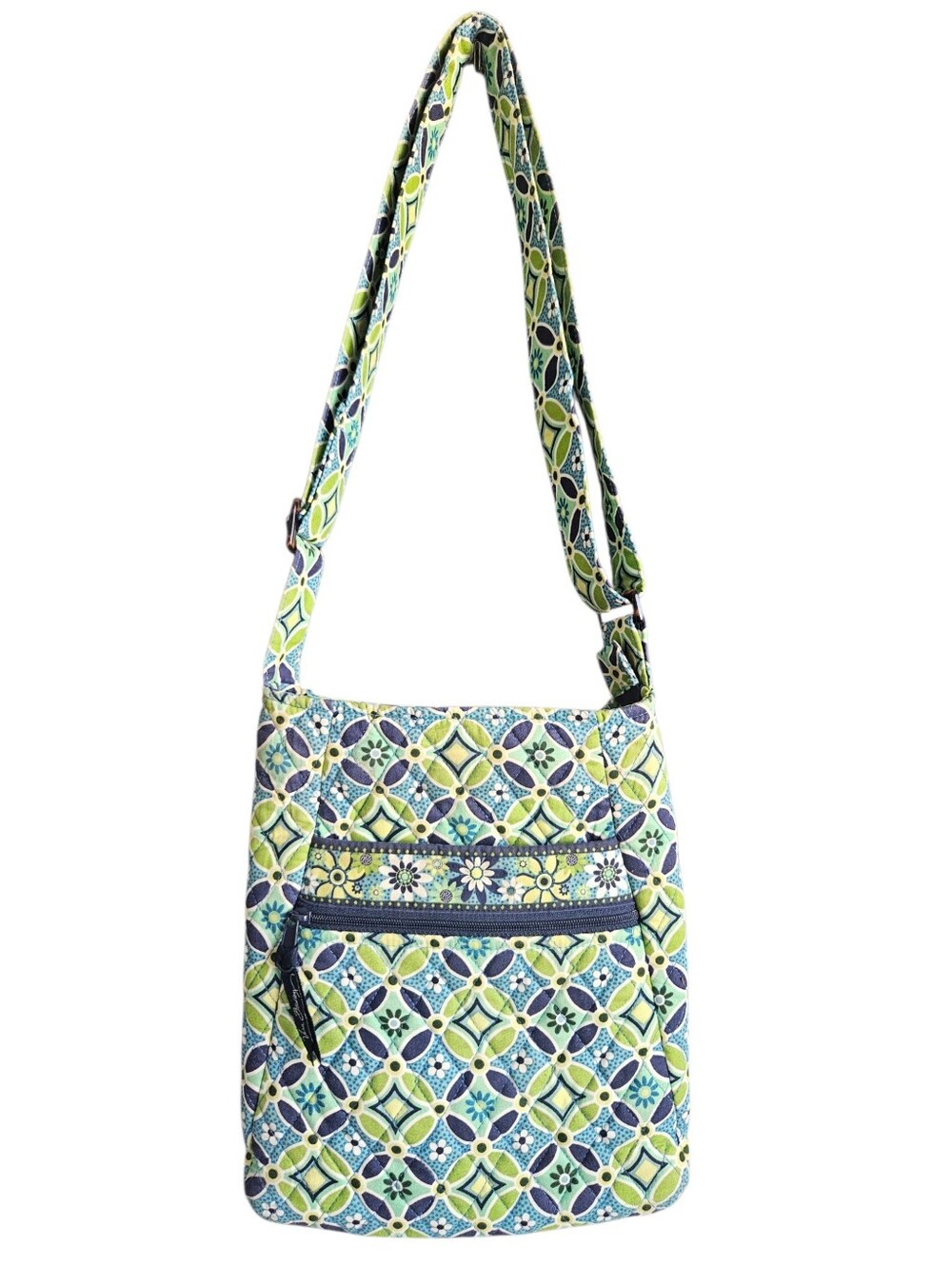 Retired Vera Bradley Hipster "Daisy Daisy" Blue Green Crossbody Geometric